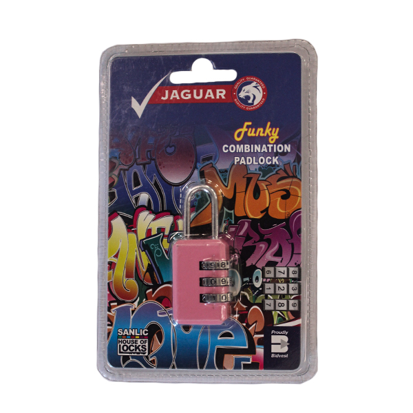 92586-PADLOCK-JAGUAR COMBINATION-FUNKY-25MM-3-DIAL