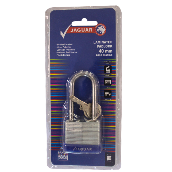 92659-PADLOCK-JAGUAR-LAMINATED-40MM-LONG-SHACKLE-BLUE