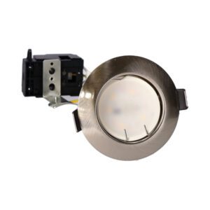 Downlight Satin Chrome Pressed Steel + 5W Cool White Gu10 + Holder