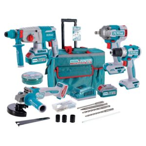 Total 20V Li-ion 5pc Brushless Cordless Kit with 2 x 4Ah Batteries