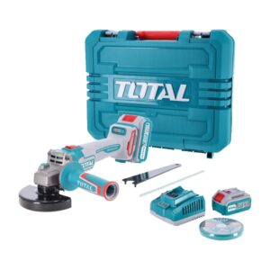 Total 20V Brushless Cordless Angle Grinder 1000W with 2 x 4AH Batteries & 1 x Charger